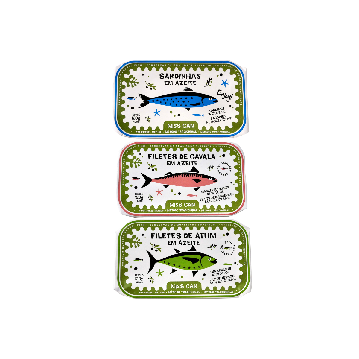 Sofishticated presentask med fisk i olivolja