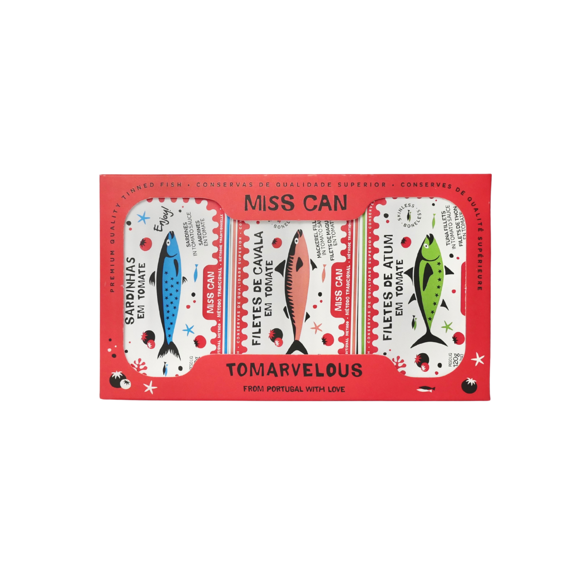 Tomarvelous presentask med fisk i tomatsås